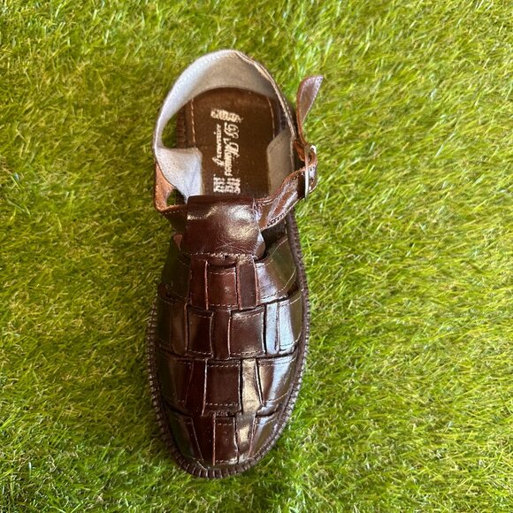 Men's Mexican Comfortable Huaraches Genuine Brown Leather Handmade in Mexico - Picture 2 of 6
